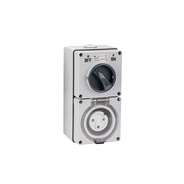 Combination Switched Socket 3 Round Pin Ip66 250V