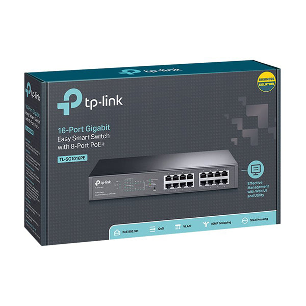 TP Link 16 Port Smart Desktop And Rackmount Switch Gbe 16 Poe 8