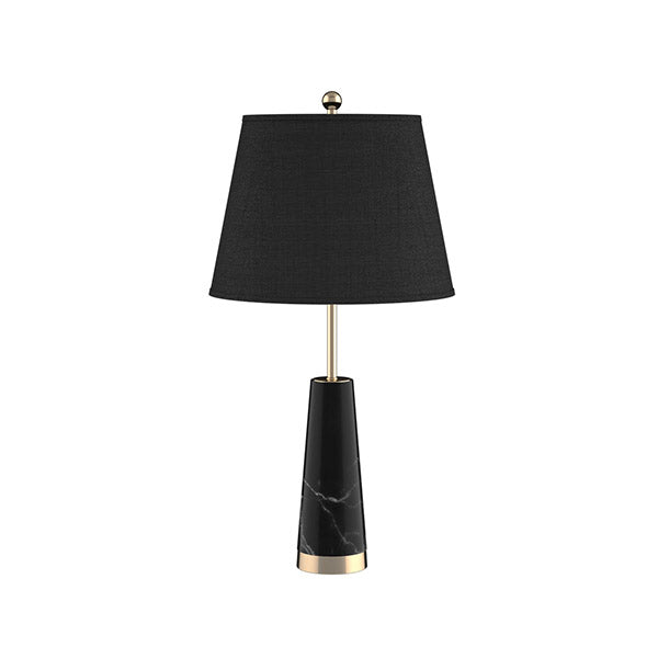 68Cm Black Marble Bedside Desk Table Lamp With Cone Shape Base