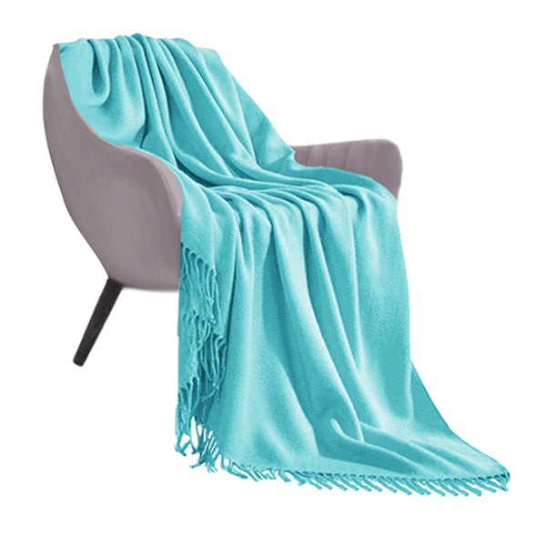 Teal Acrylic Knitted Throw Blanket