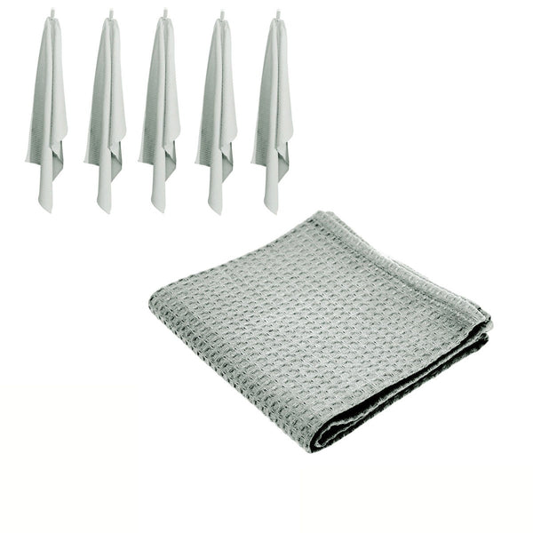 Set of 6 Cotton Waffle Tea Towels 50x70 cm  Silver Grey