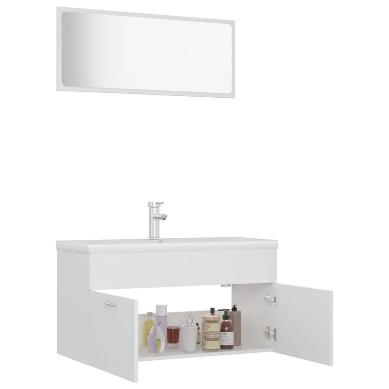 White Chipboard Bathroom Furniture Set