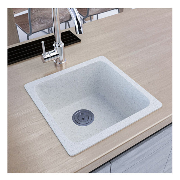 White Granite Stone Single Bowl Kitchen Laundry Sink Mount