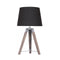 Wooden Tripod Table Lamp With Black Linen