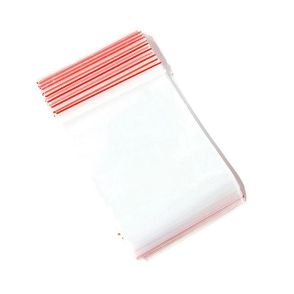 100 Bags 75X50Mm Resealable Food Grade Plastic Bags Zip Close Clear