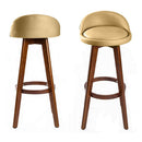 4X 72Cm Oak Wood Bar Stool Leather Leila Coffee Brown