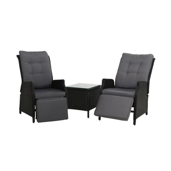 Recliner Chairs Sun Lounge Setting Outdoor Patio Furniture Wicker Sofa