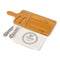 Rectangular Porcelain Cheeseboard On Bamboo Base With 2 Knives 415Mm