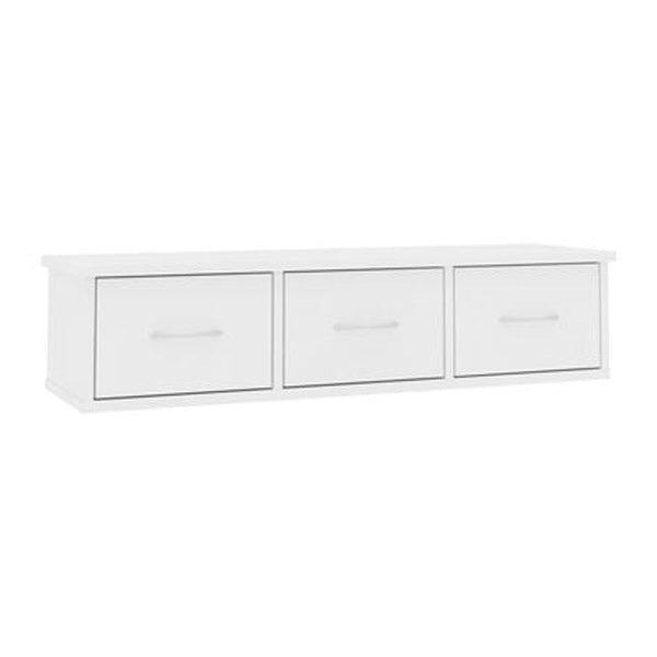 Wall Mounted Drawer Shelf White 88X26 Cm Chipboard