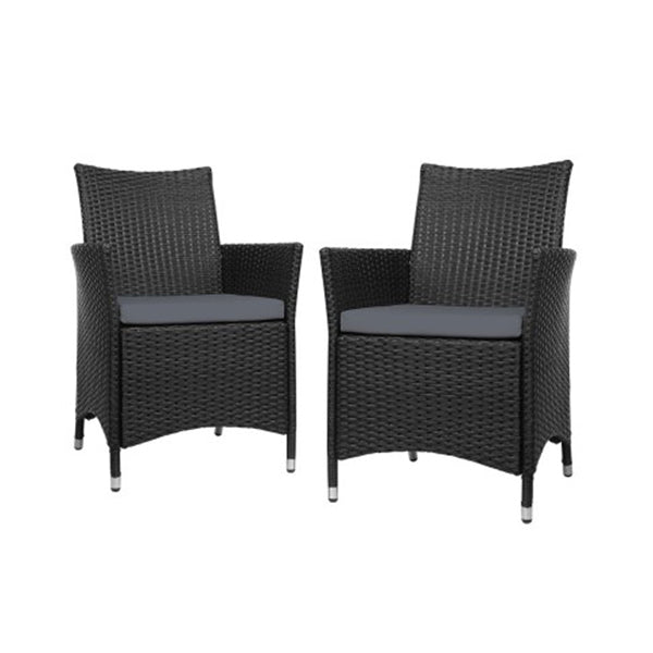 Outdoor Bistro Set Chairs Patio Dining Wicker Garden Cushion X2
