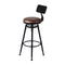 Industrial Bar Stools 2 Pcs Kitchen Stool Pu Leather Brown