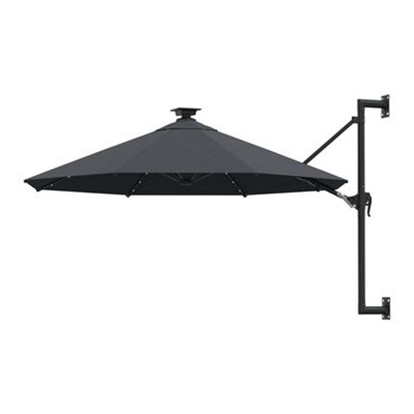 Wall Mounted Parasol With Leds And Metal Pole 300 Cm Anthracite