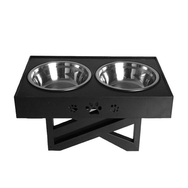 Elevated Pet Feeder Food Water 2 Bowls Adjustable Height Raised Stand