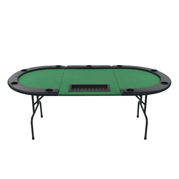 9 Player Folding Poker Table 3 Fold Oval Green
