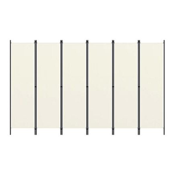 6 Panel Room Divider Cream White 300X180 Cm