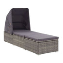 Sun Lounger With Canopy And Cushion Poly Rattan
