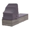 Sun Lounger With Canopy And Cushion Poly Rattan