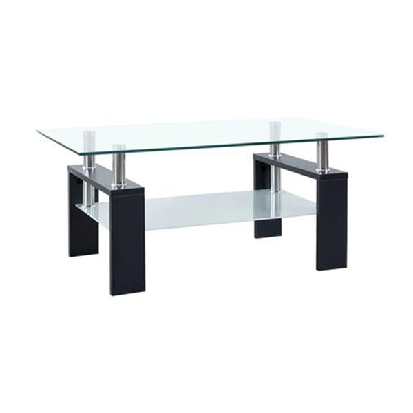 Coffee Table Black And Transparent 95 X 55 X 40 Cm Tempered Glass
