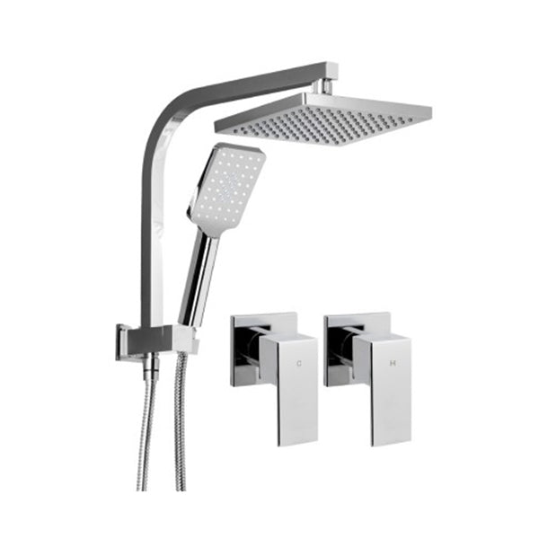 Wels Square 8 Inch Rain Shower Head Handheld Spray Bracket Rail Chrome ...