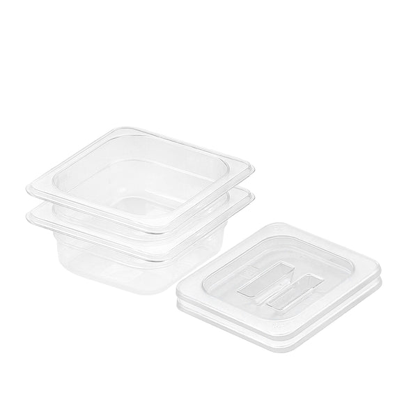 65mm Clear Gastronorm GN Pan 1/6 Food Tray Storage Bundle of 2 with Lid