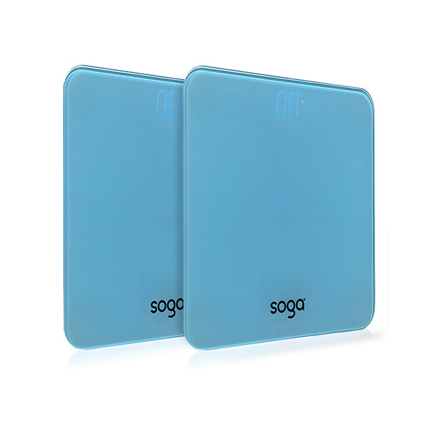 2X 180Kg Digital Fitness Weight Glass Lcd Electronic Scales Blue