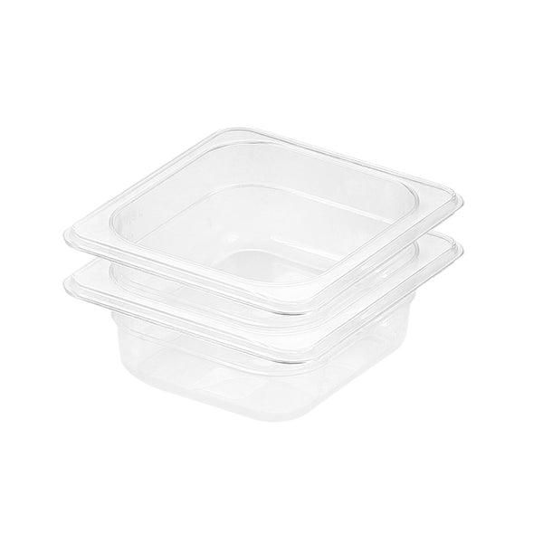 65mm Clear Gastronorm GN Pan 1/6 Food Tray Storage Bundle of 2