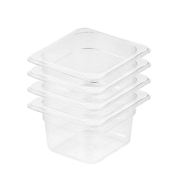 100mm Clear Gastronorm GN Pan 1/6 Food Tray Storage Bundle of 4