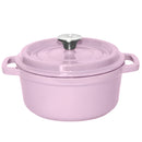 24cm Pink Cast Iron Ceramic Stewpot Casserole Stew Cooking Pot With Lid