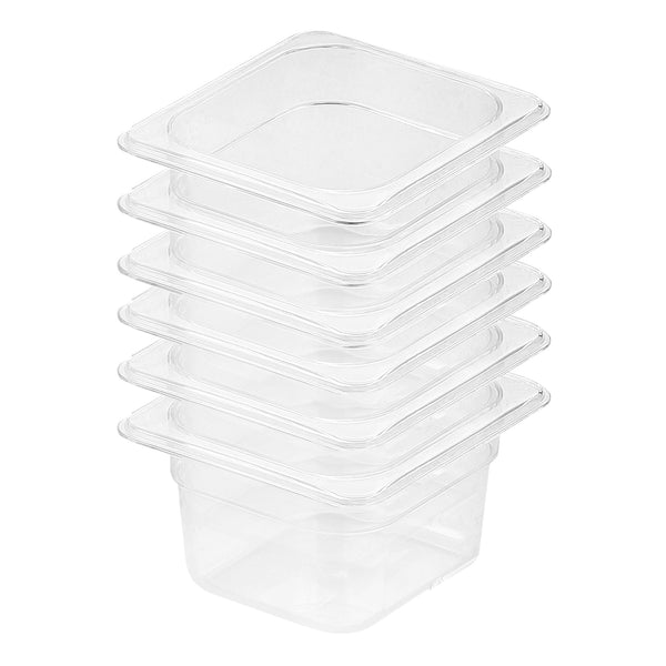 100mm Clear Gastronorm GN Pan 1/6 Food Tray Storage Bundle of 6
