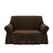 2-Seater Coffee Sofa Cover with Ruffled Skirt Couch Protector High Stretch Lounge Slipcover Home Decor