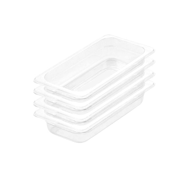 65mm Clear Gastronorm GN Pan 1/3 Food Tray Storage Bundle of 4