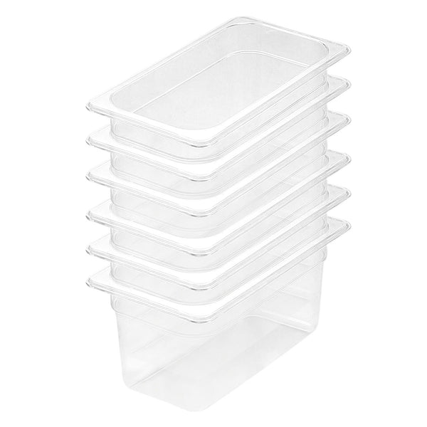 150mm Clear Gastronorm GN Pan 1/3 Food Tray Storage Bundle of 6