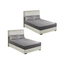 2X Grey 183Cm Wide Mattress Cover Quilted Stretchable Bed Sheet