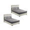 2X Grey 183Cm Wide Mattress Cover Quilted Stretchable Bed Sheet