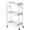 3 Tier Steel White Foldable Kitchen Cart Multi-Functional Shelves Portable Storage Organizer with Wheels