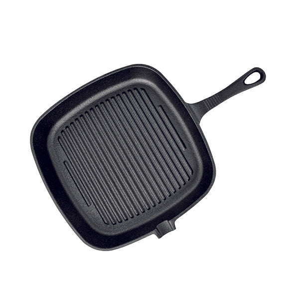 Square Ribbed Cast Iron Frying Pan With Handle