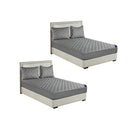 2X Grey 138Cm Wide Cross Hatch Mattress Cover Quilted Stretchable