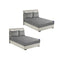 2X Grey 138Cm Wide Cross Hatch Mattress Cover Quilted Stretchable