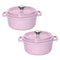 2X 22cm Pink Cast Iron Ceramic Stewpot Casserole Stew Cooking Pot With Lid