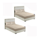 2X Beige 183Cm Wide Mattress Cover Quilted Stretchable Bed Sheet