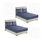 2X Blue 138Cm Wide Cross Hatch Mattress Cover Thick Quilted