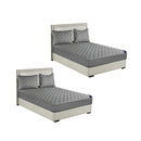 2X Grey 183Cm Wide Cross Hatch Mattress Cover Quilted Stretchable