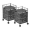 2X 2 Tier Steel Square Rotating Kitchen Cart Multi-Functional Shelves Portable Storage Organizer with Wheels