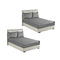 2X Grey 153Cm Wide Cross Hatch Mattress Cover Quilted Stretchable