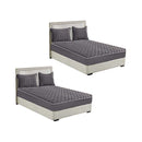 2X Grey 183Cm Wide Mattress Cover Thick Quilted Fleece Stretchable