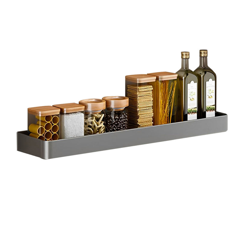 52cm Black Wall-Mounted Rectangular Kitchen Spice Storage Organiser Space Saving Condiments Shelf Rack