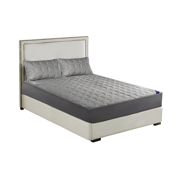 Grey 183Cm Wide Mattress Cover Quilted Stretchable Bed Sheet
