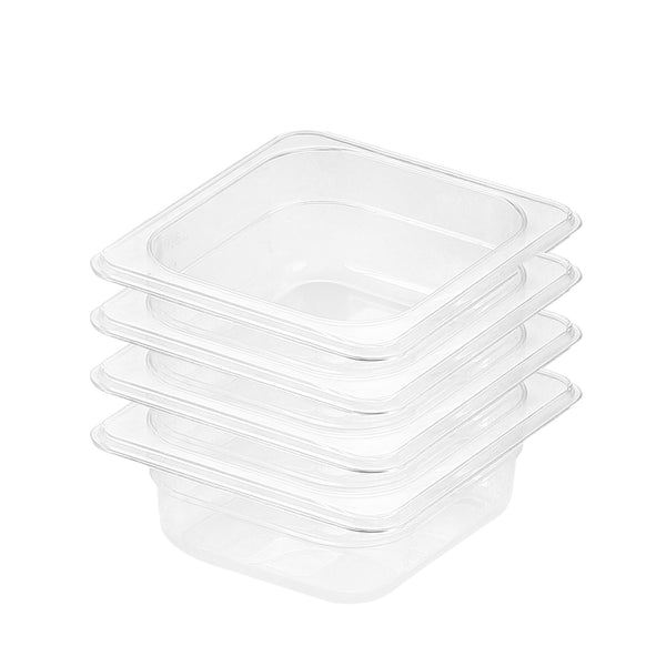 65mm Clear Gastronorm GN Pan 1/6 Food Tray Storage Bundle of 4