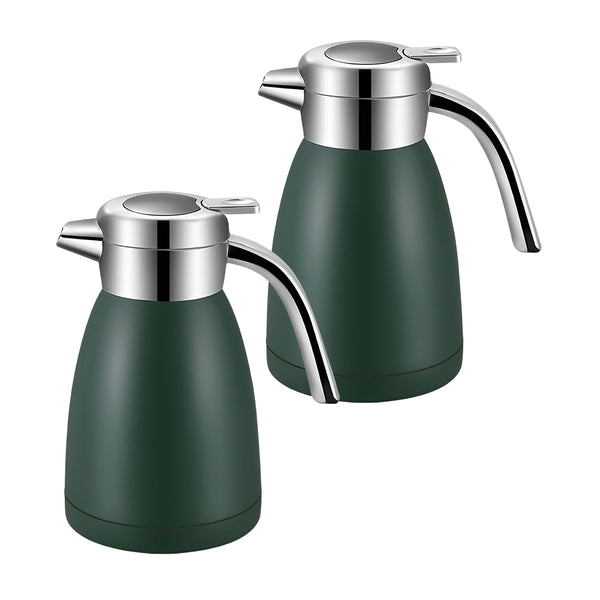 2X 1.2L Stainless Steel Kettle Insulated Vacuum Flask Water Coffee Jug Thermal Green