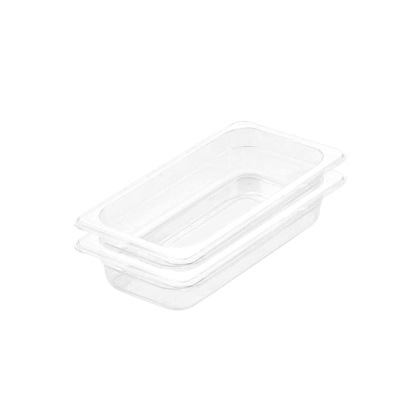 65mm Clear Gastronorm GN Pan 1/3 Food Tray Storage Bundle of 2